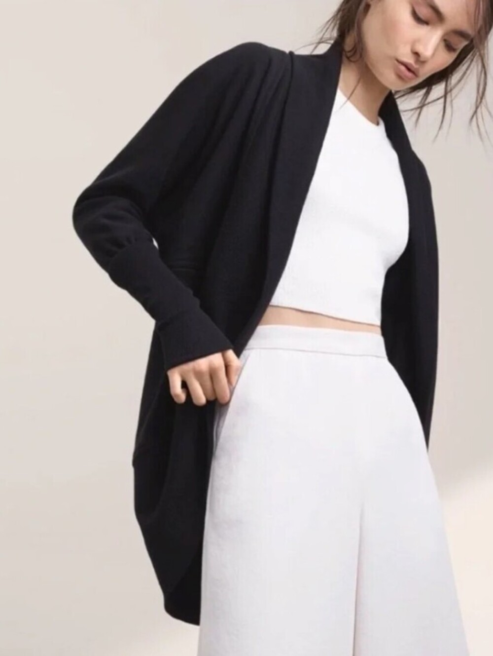 Wilfred Black Diderot Open Front Circle Cocoon Studded Cardigan - Size - Small
